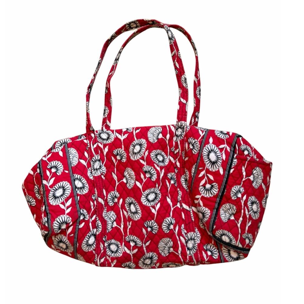 Vera Bradley Deco Daisy Weekender Duffel Bag Carry On Red Black Floral
